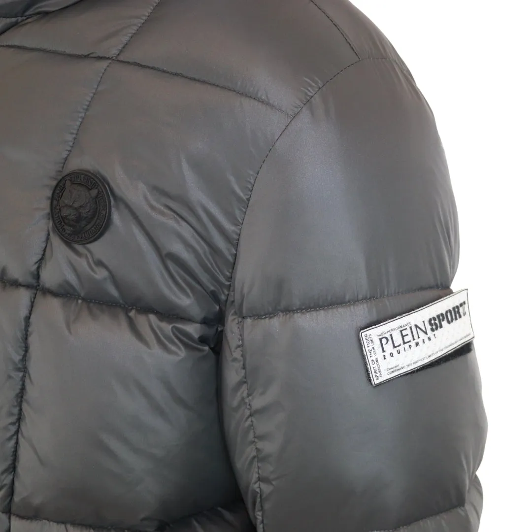 Plein Sport Small Circle Logo Quilted Black Jacket