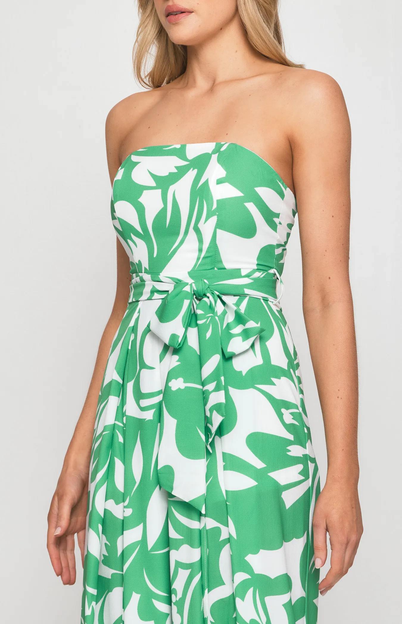 Printed Strapless Jumpsuit with Split Leg Detail (SSJP7-31A)