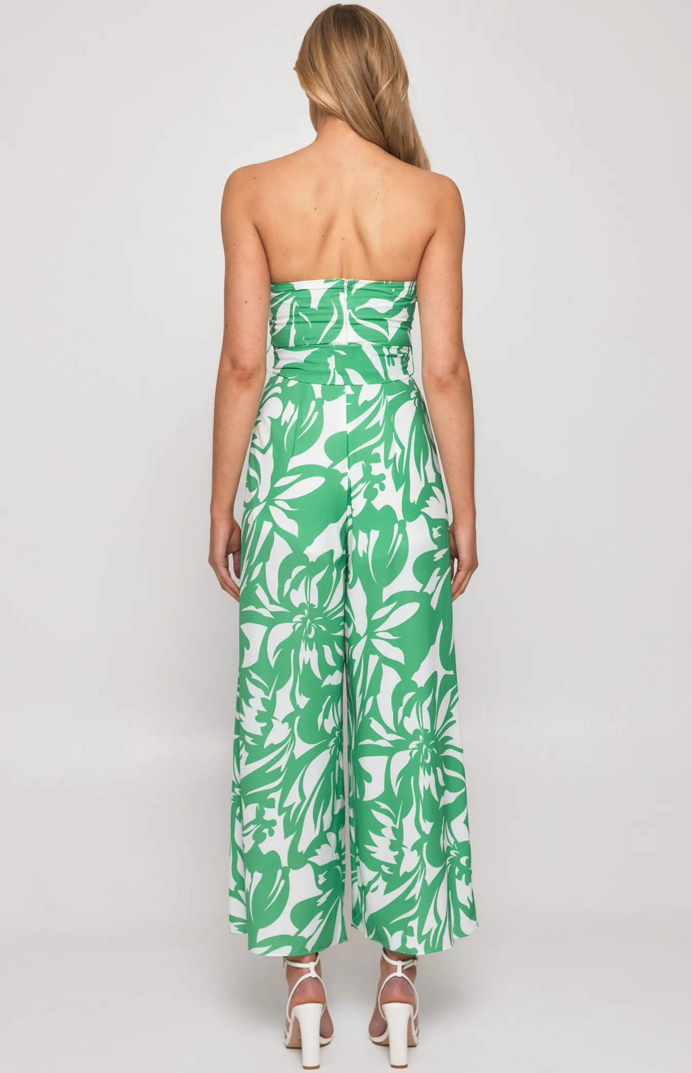 Printed Strapless Jumpsuit with Split Leg Detail (SSJP7-31A)