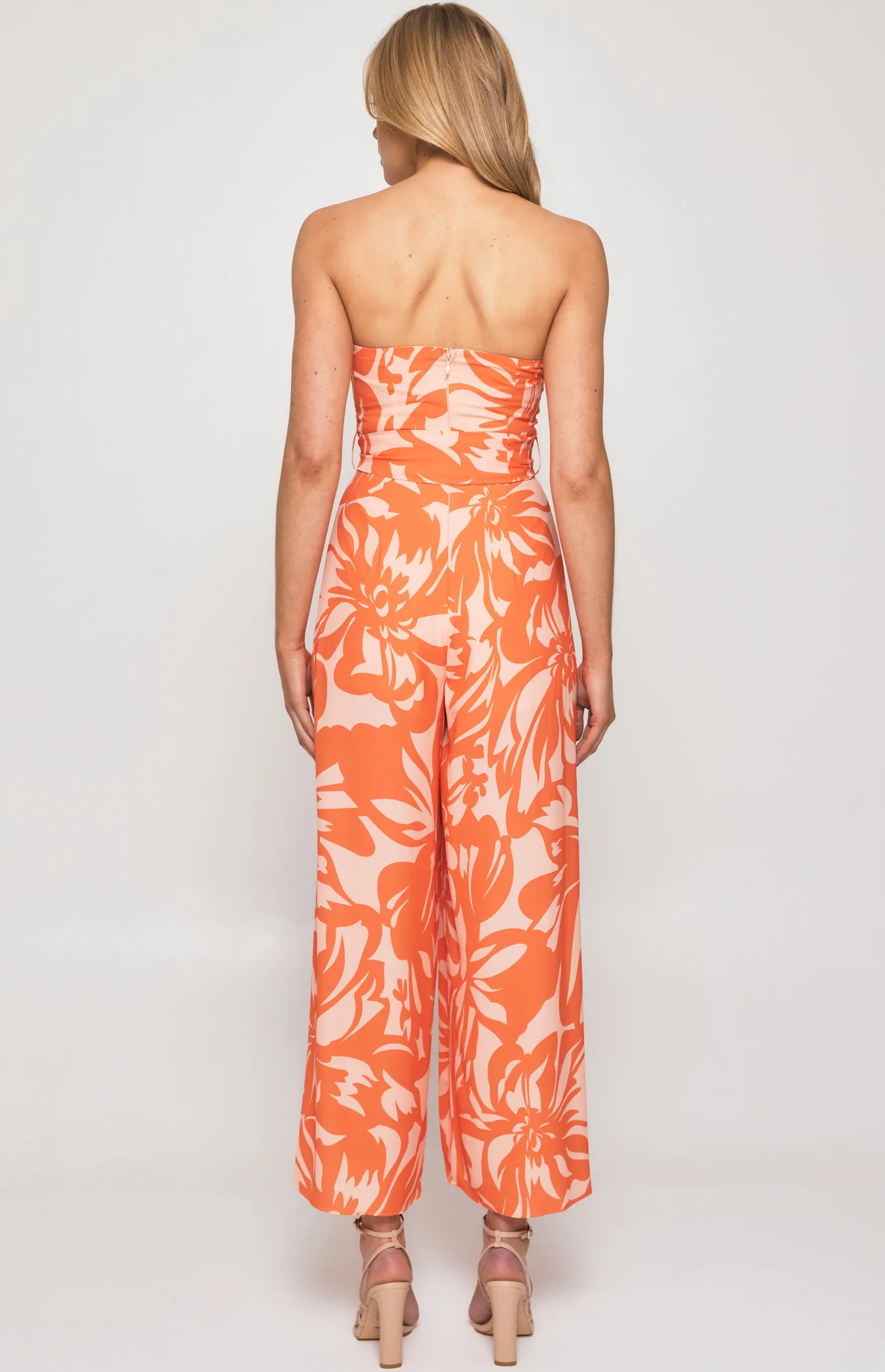 Printed Strapless Jumpsuit with Split Leg Detail (SSJP7-31A)