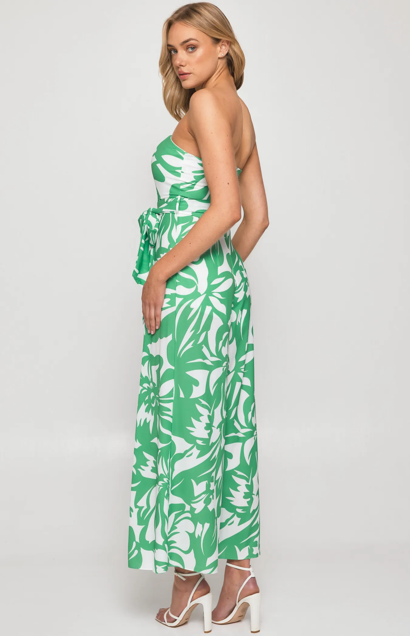 Printed Strapless Jumpsuit with Split Leg Detail (SSJP7-31A)