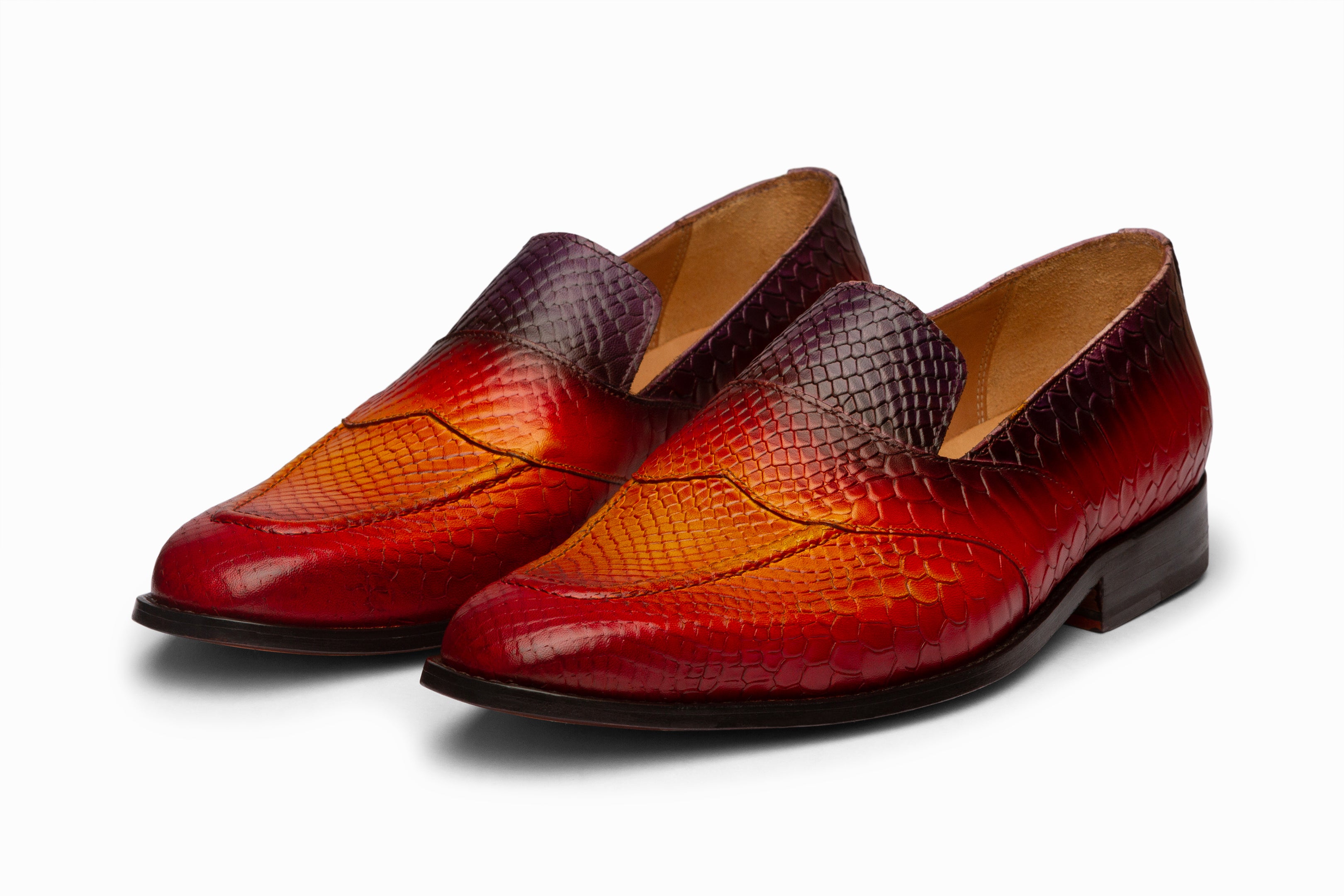 Python Print Penny Loafers - Fire Patina