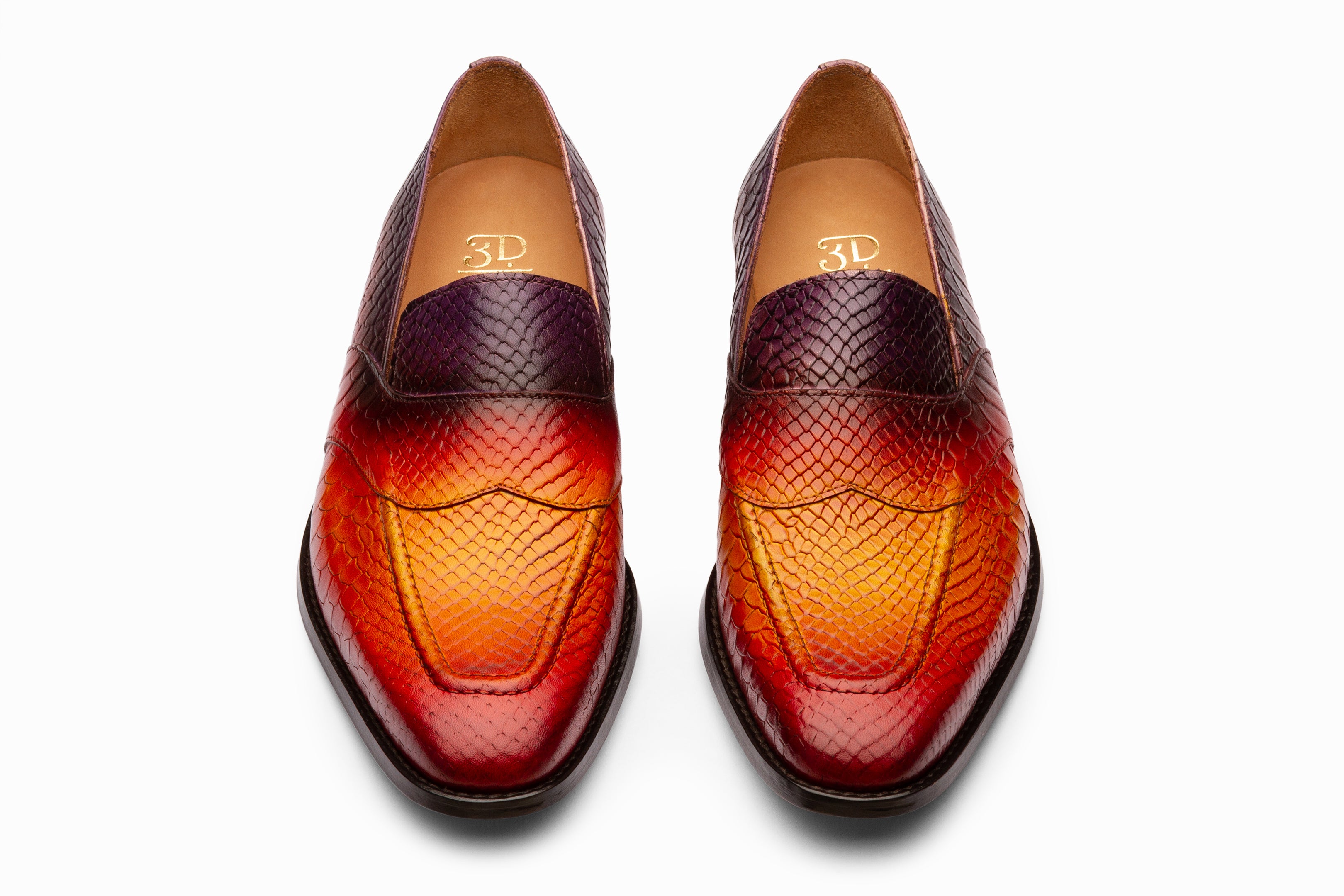 Python Print Penny Loafers - Fire Patina