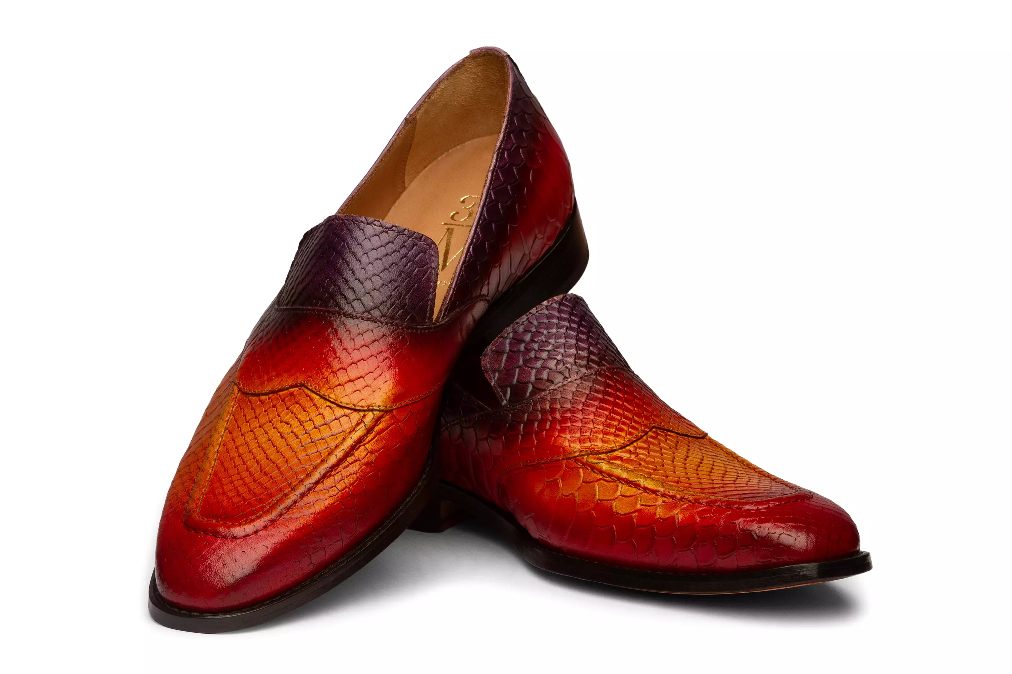 Python Print Penny Loafers - Fire Patina