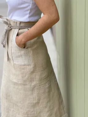 Quillt hand stitched linen Skirt - Apron