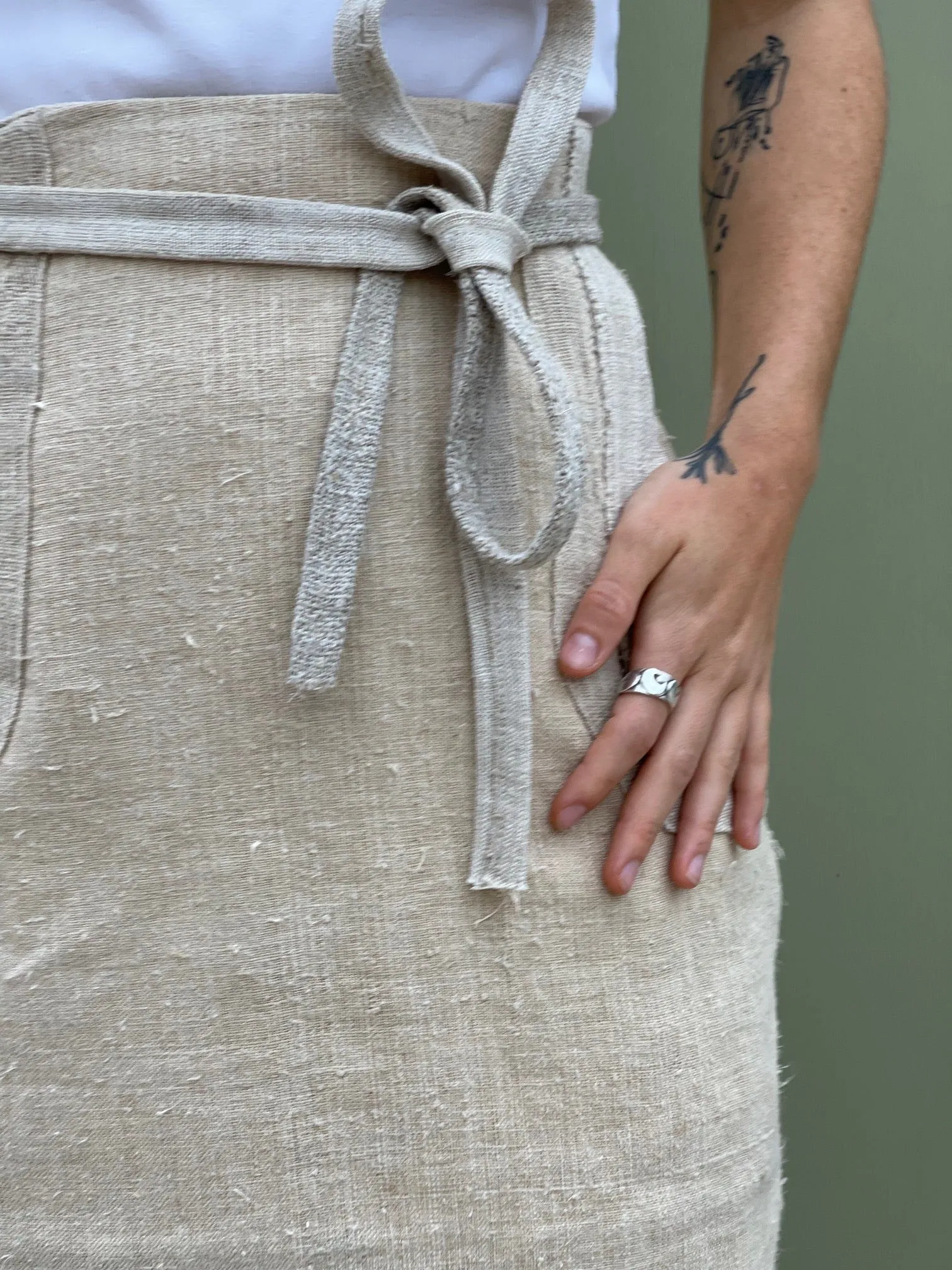 Quillt hand stitched linen Skirt - Apron