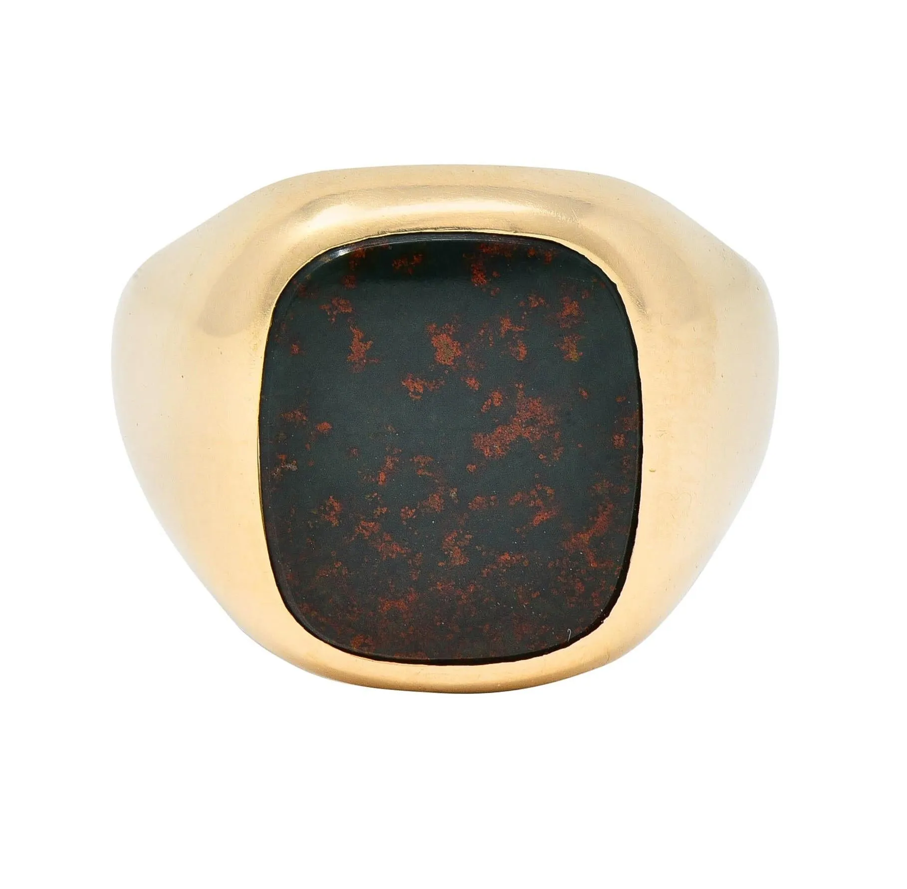 Retro Bloodstone 14 Karat Yellow Gold Vintage Unisex Signet Ring