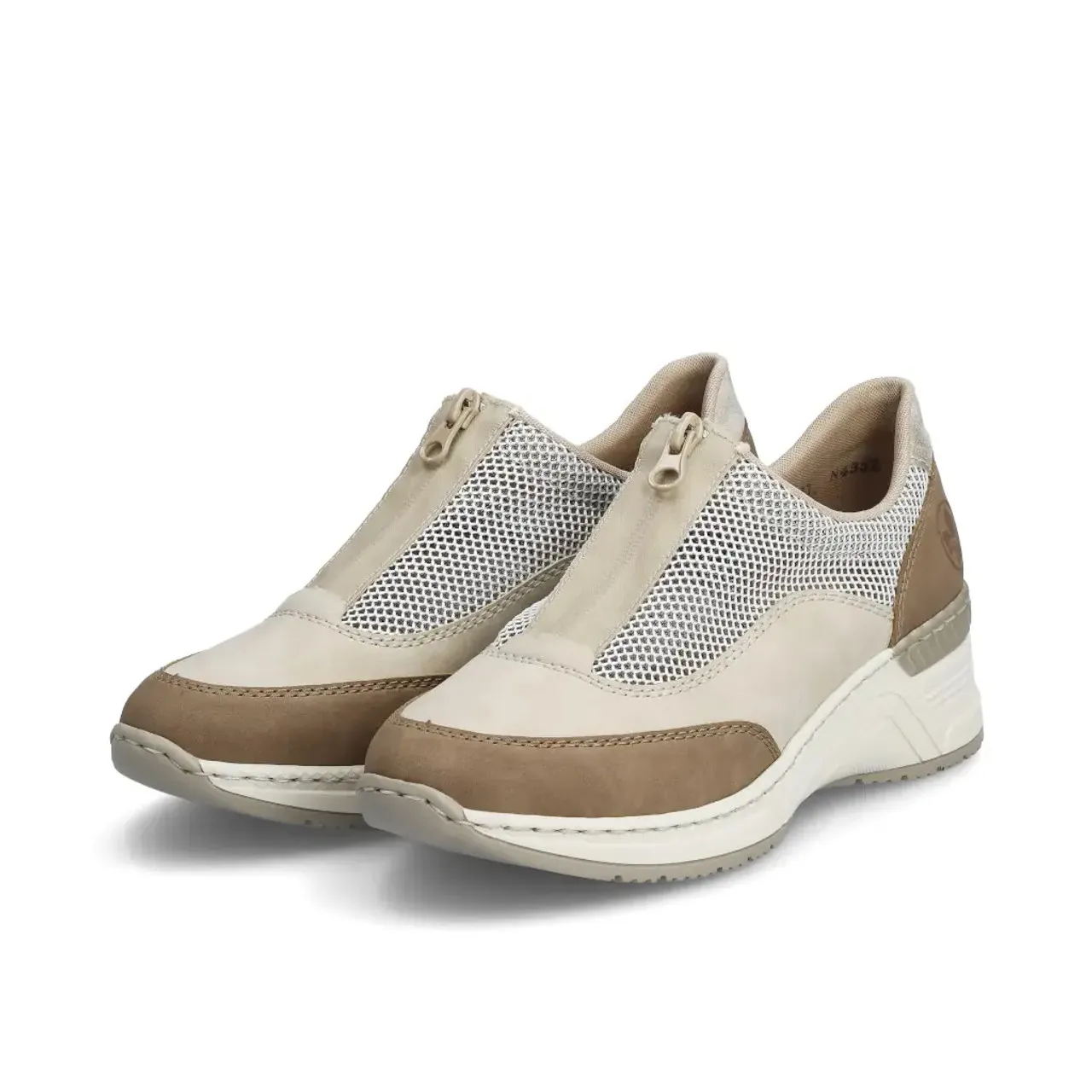 Rieker N4357-60 Beige & Brown Wedge Sneaker