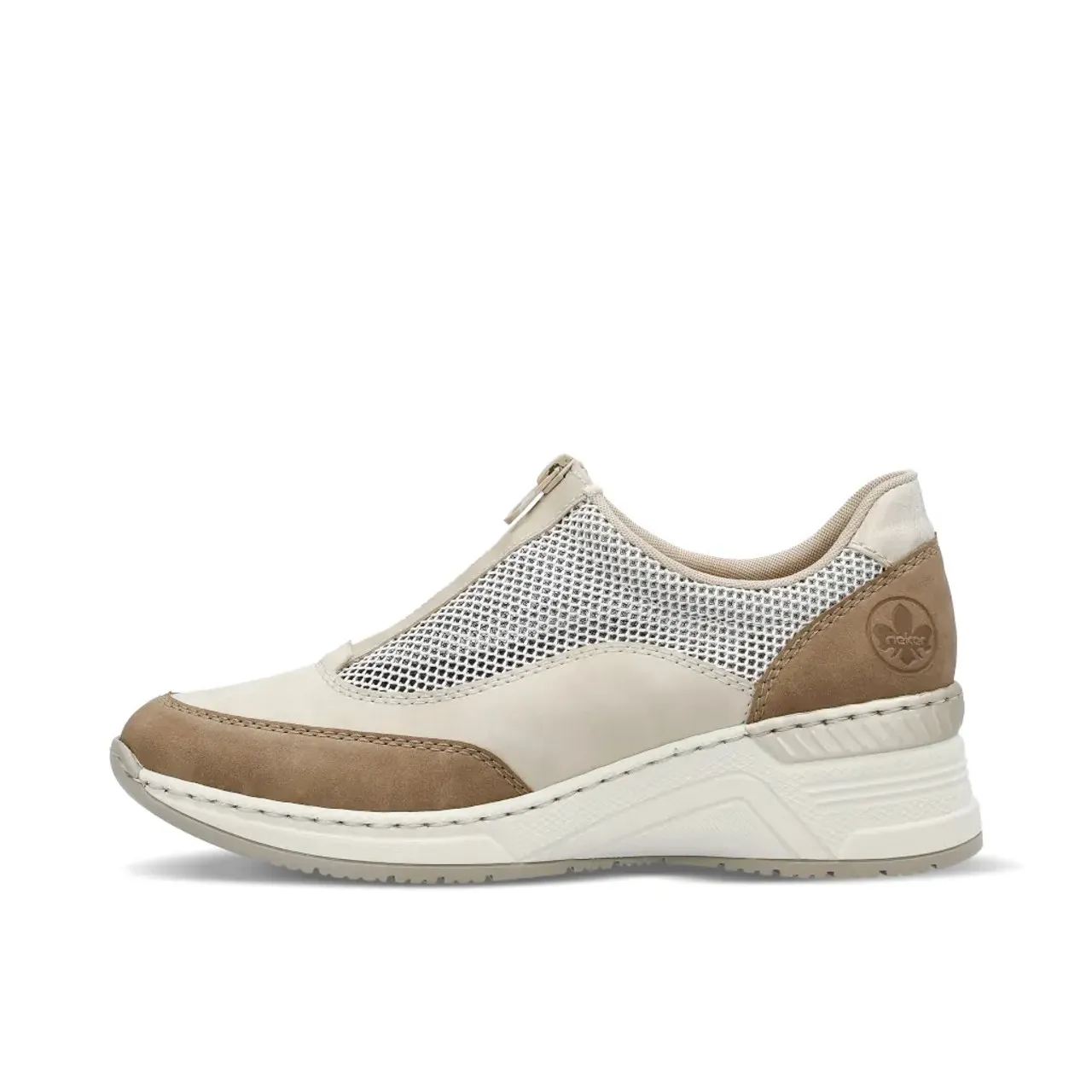 Rieker N4357-60 Beige & Brown Wedge Sneaker