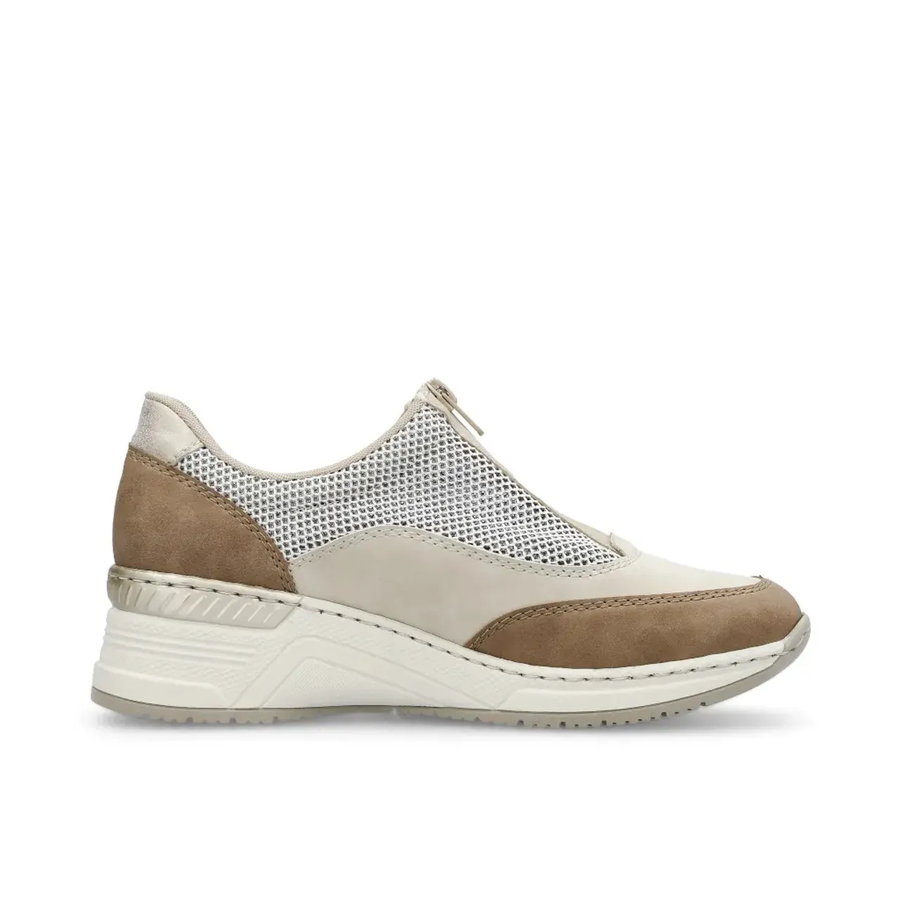 Rieker N4357-60 Beige & Brown Wedge Sneaker