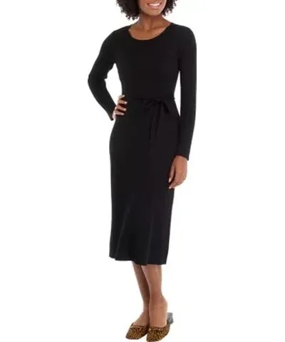 Sandra Darren Women's Long Sleeve Tie Waist Fit-and-Flare Sweater Dress