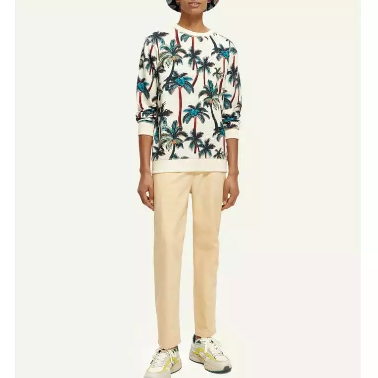 Scotch & Soda Regular Fit Printed Sweatshirt (Offwhite Palmtrees Aop) 171669