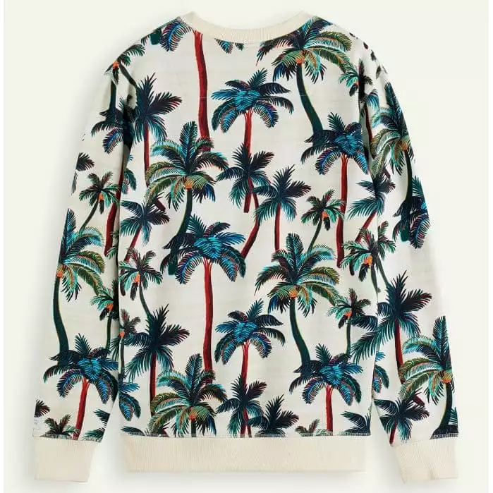 Scotch & Soda Regular Fit Printed Sweatshirt (Offwhite Palmtrees Aop) 171669