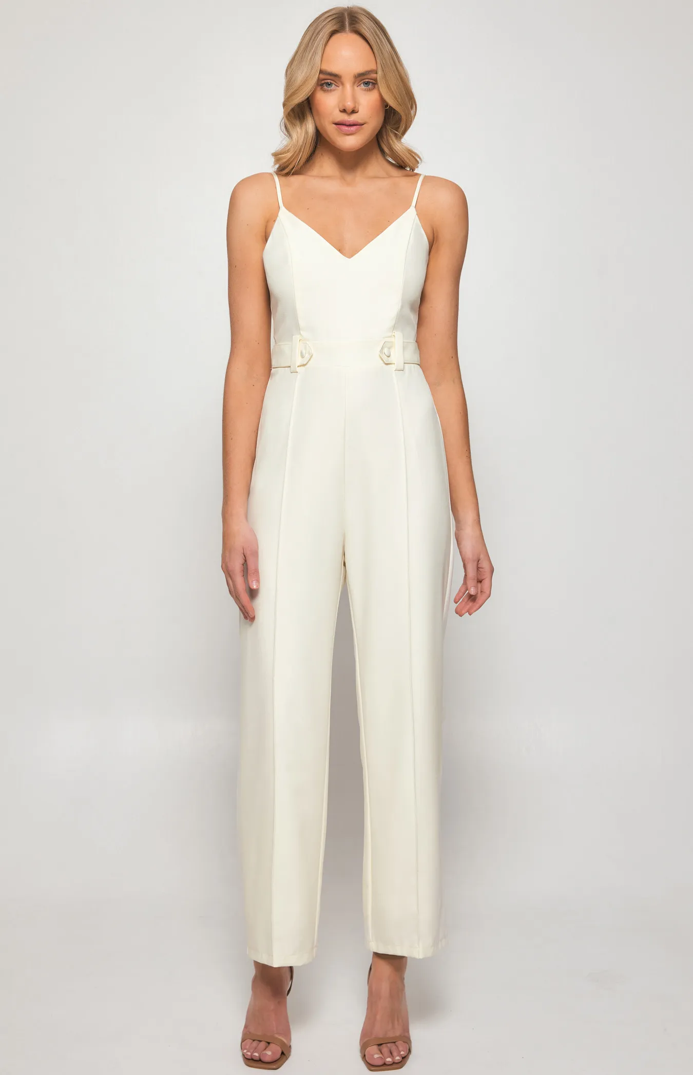 Singlet Strap Jumpsuit with Waist Button Details (SJP570A)