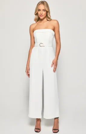 Strapless Front Pleated Jumpsuit with Belt Details (SJP572A)