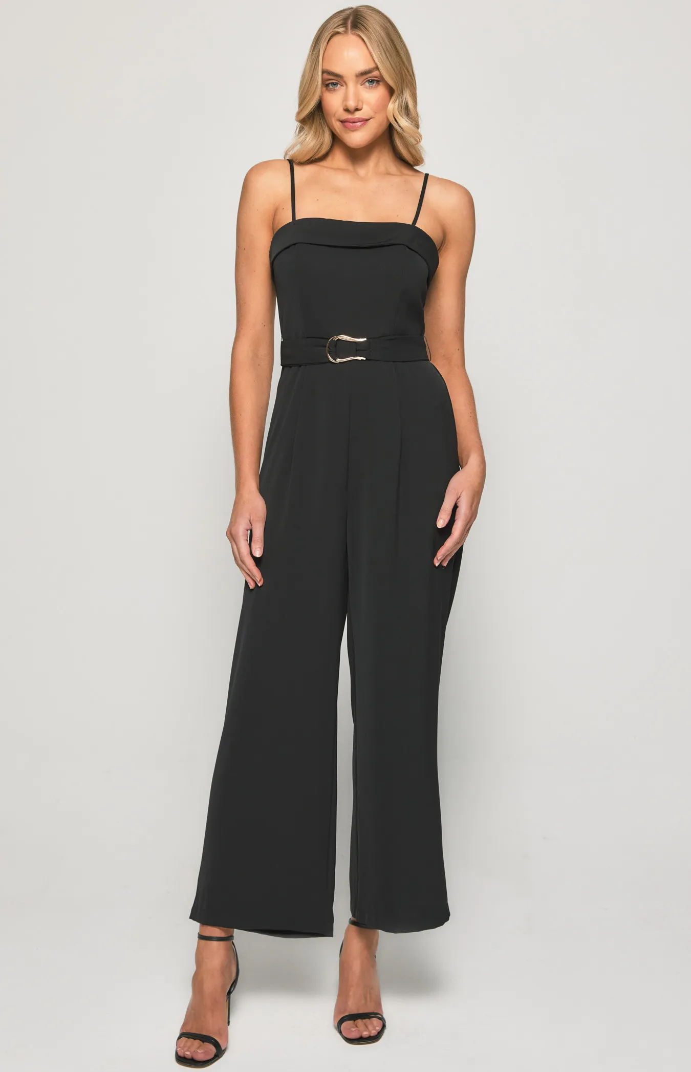 Strapless Front Pleated Jumpsuit with Belt Details (SJP572A)