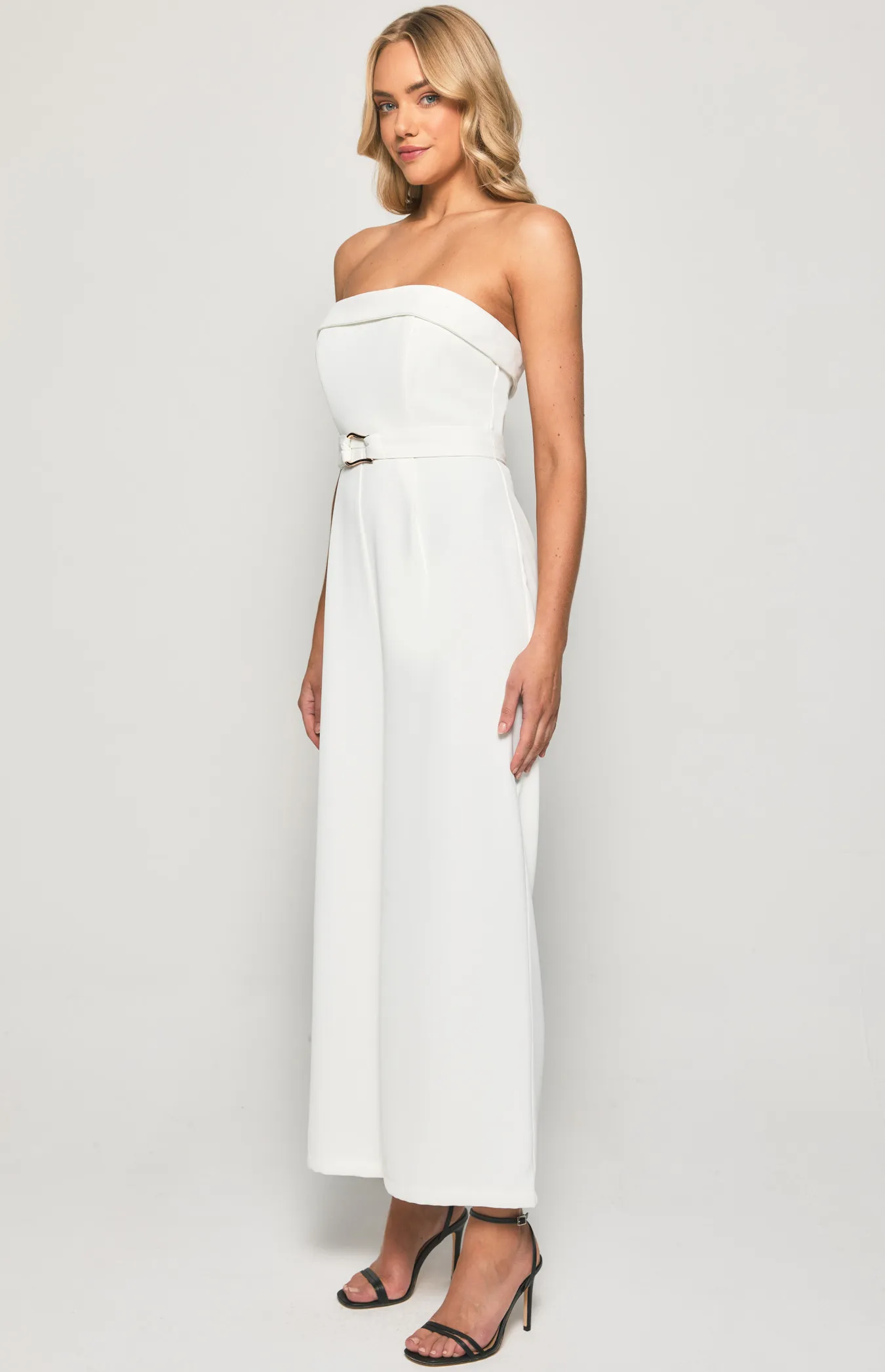 Strapless Front Pleated Jumpsuit with Belt Details (SJP572A)