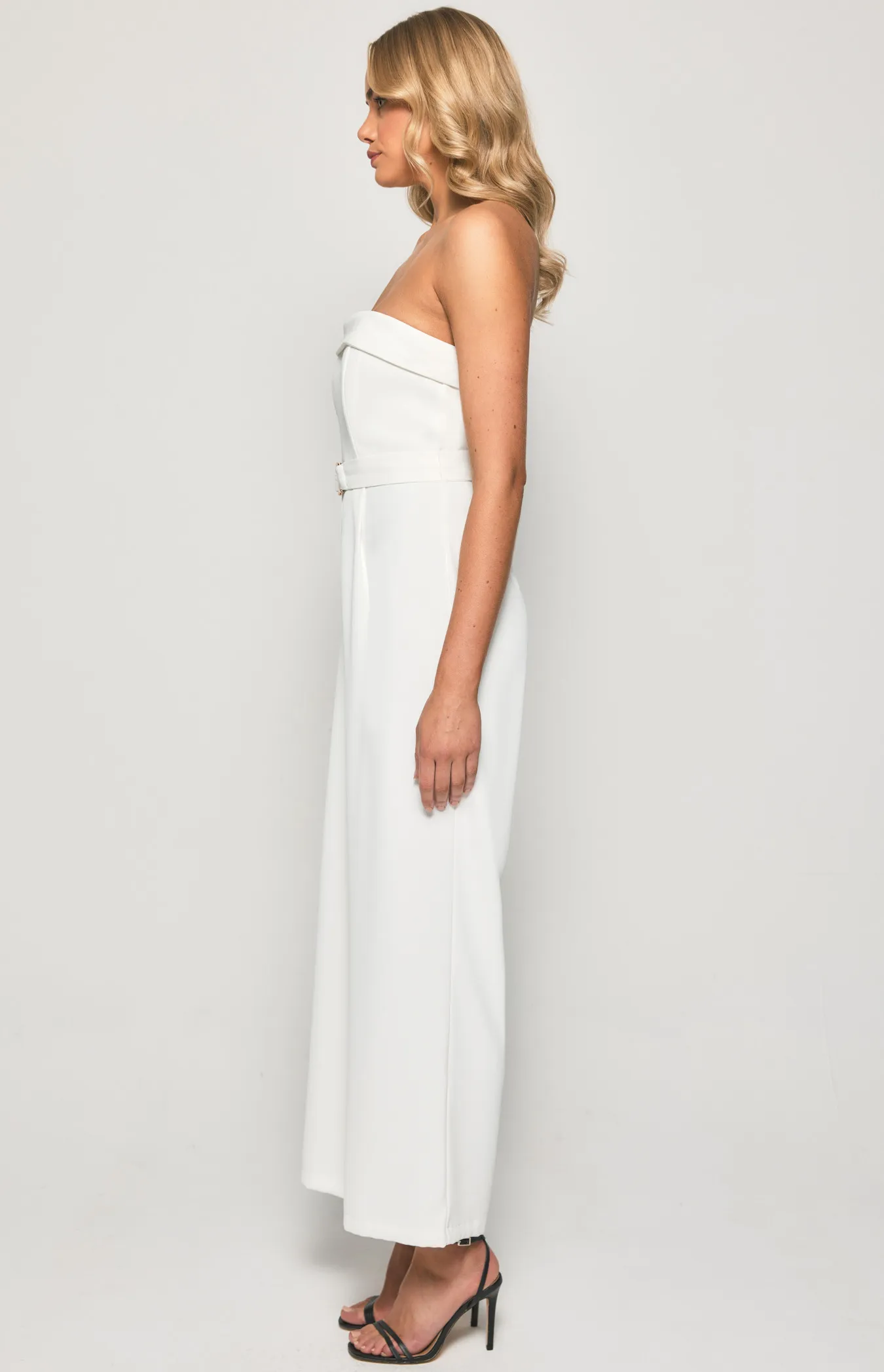 Strapless Front Pleated Jumpsuit with Belt Details (SJP572A)