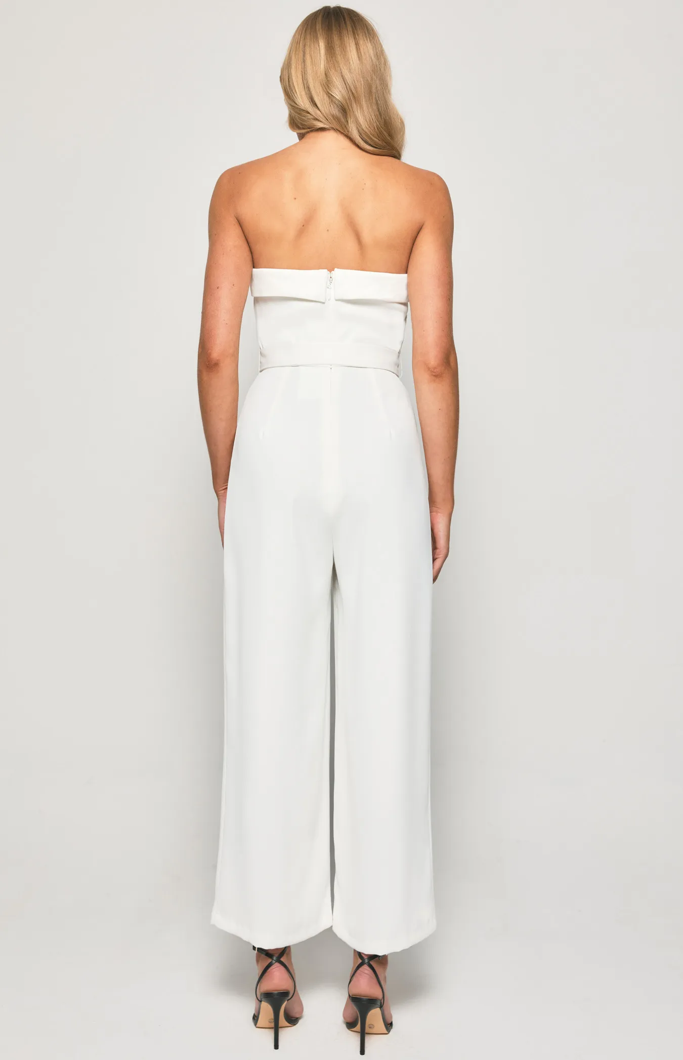 Strapless Front Pleated Jumpsuit with Belt Details (SJP572A)