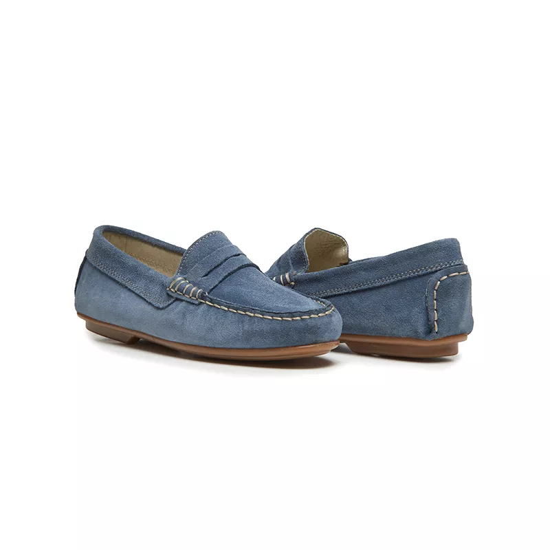 Suede Penny Loafers in Blue