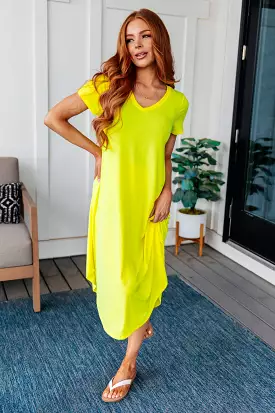 Summer Best Basic Maxi Dress in Neon Yellow