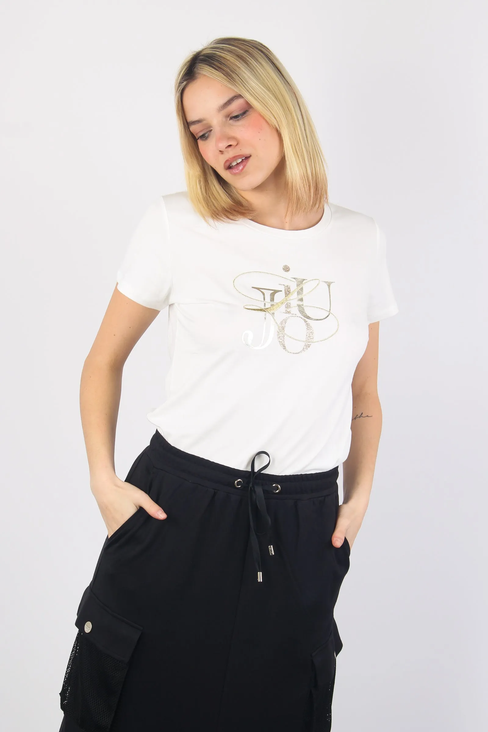 T-shirt Logo Glitter Ivory/shine