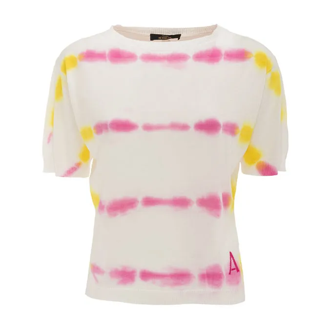 T-SHIRT TIE-DYE LOGO ACTITUDE Woman Multi Off White 