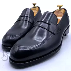 TF leather mens penny loafers | Black