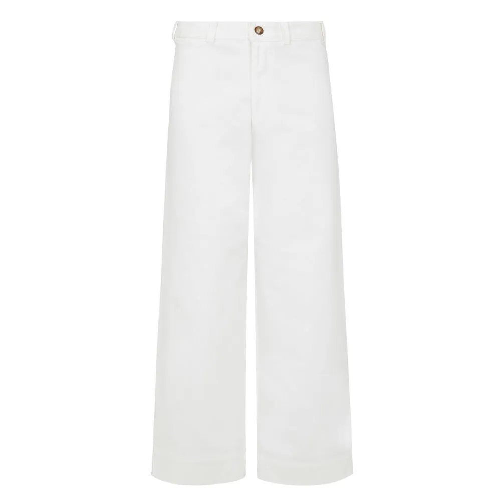 White Sailor Stretch Cotton Twill Pant