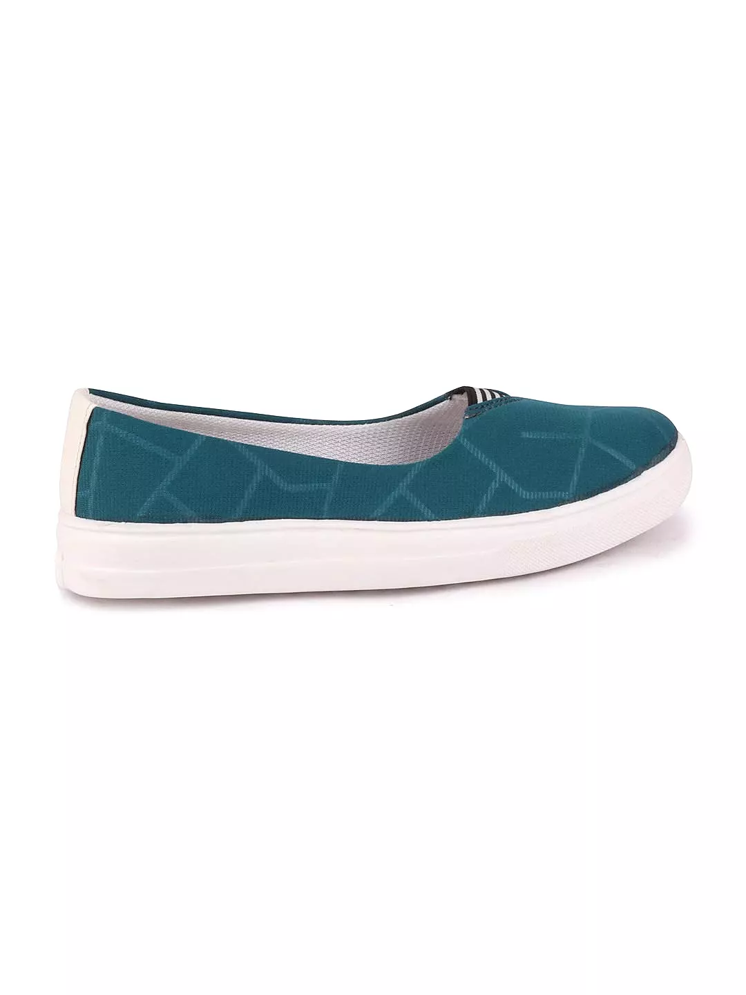 Women Blue Casual Canvas Slip-On Ballerina