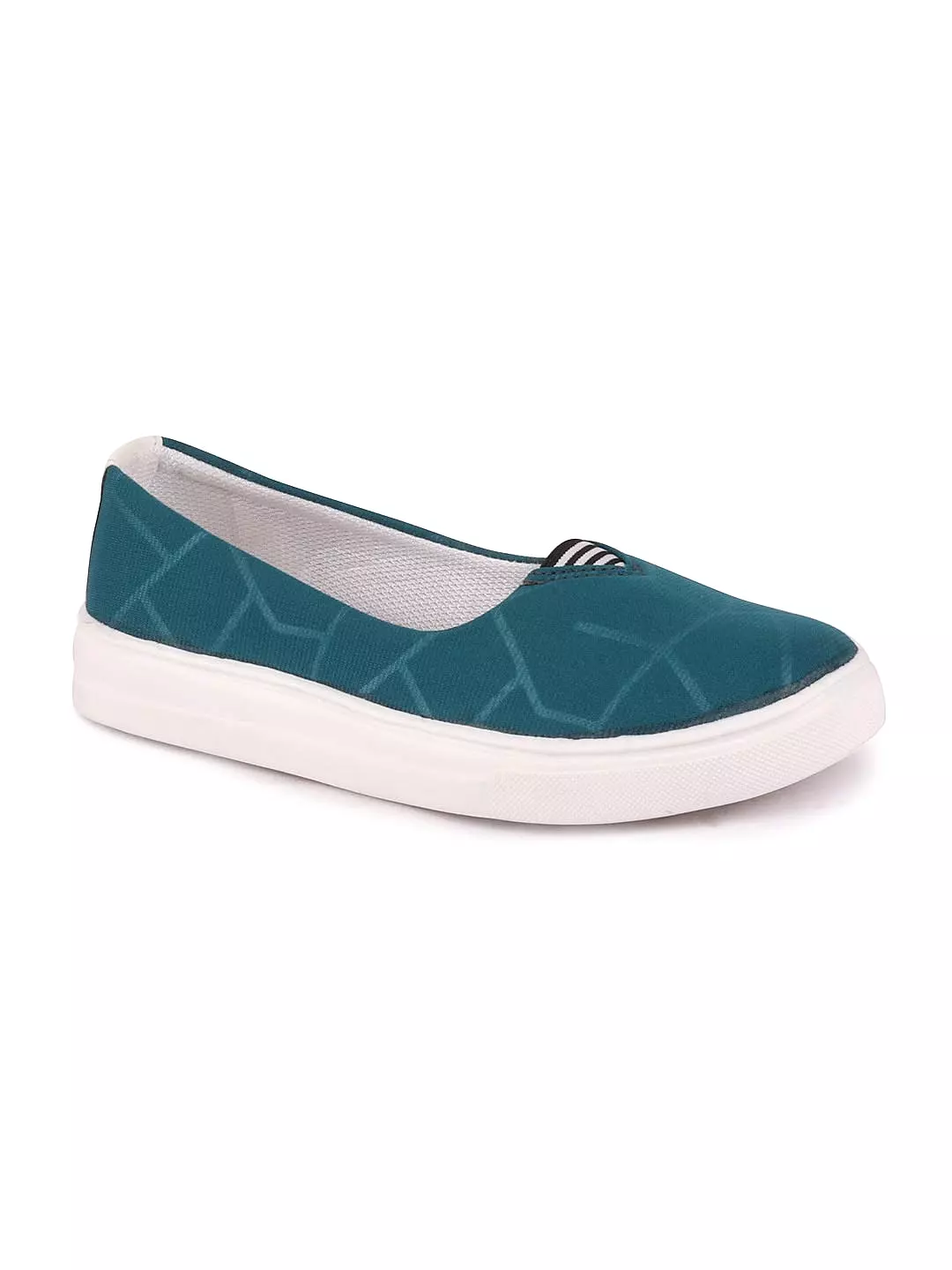 Women Blue Casual Canvas Slip-On Ballerina