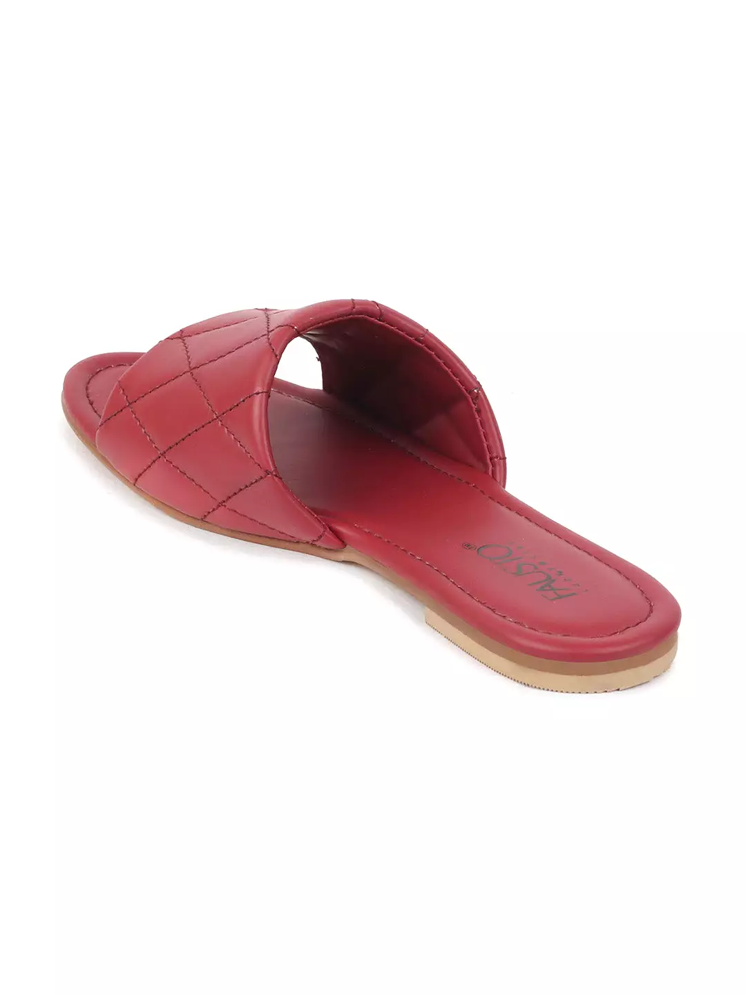 Women Cherry Slip-On Casual Hand Stitched Open Toe Outdoor Flats Slippers