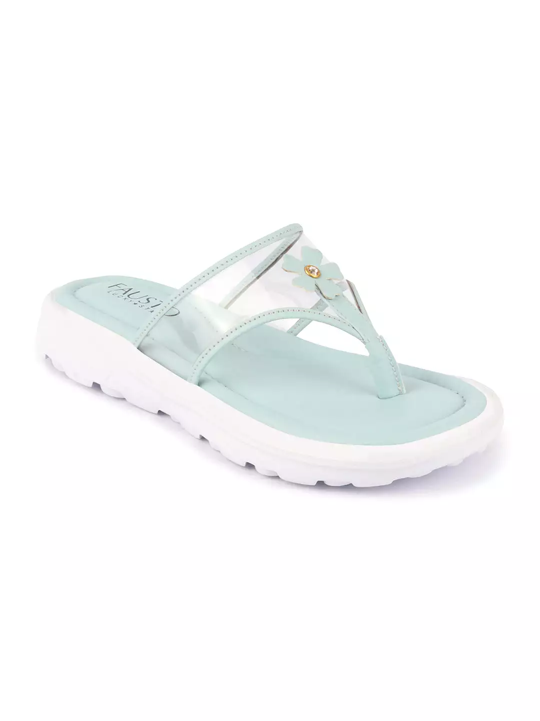 Women Sky Blue Casual Party Beach Fashion Stylish Floral Design Thong Flats Wedges Slipper